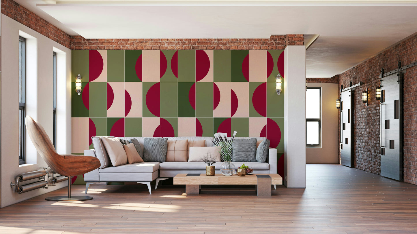 Botanical grid wallpaper with hand-drawn detail

