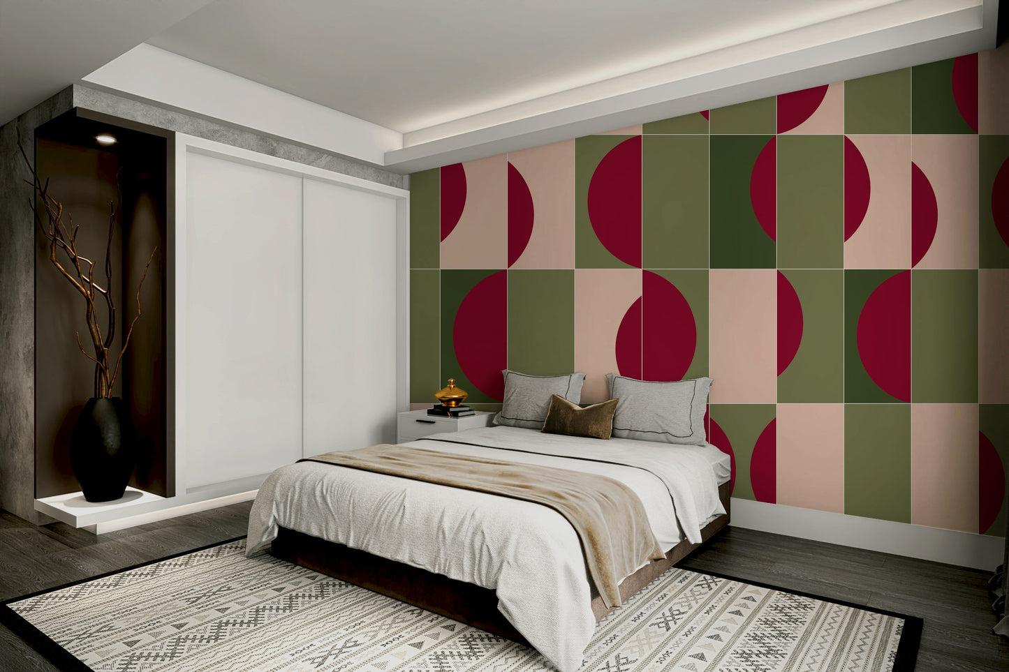 Faded earth-tone tile wallpaper for walls

