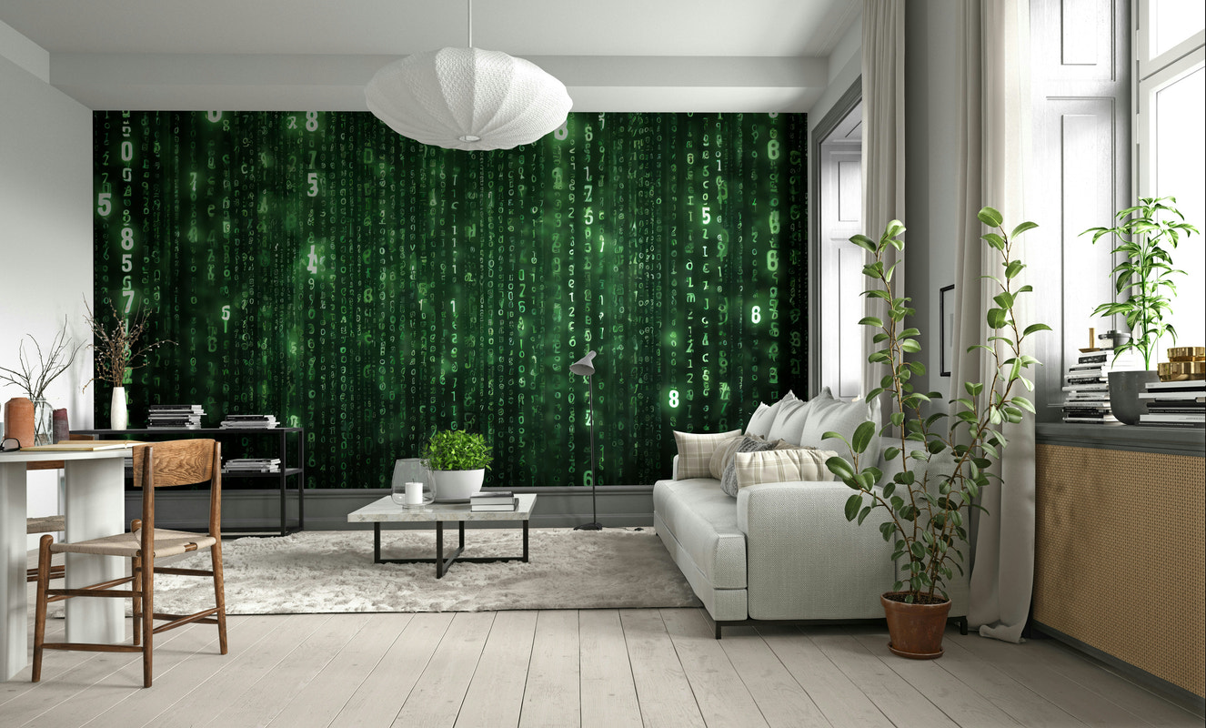Digital Rain Code Matrix Wall Mural

