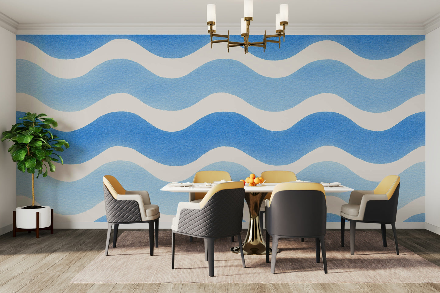 Full view of Watercolor Wave Rhythm mural

