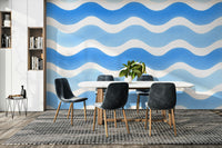 Wall mural with curved watercolor strokes

