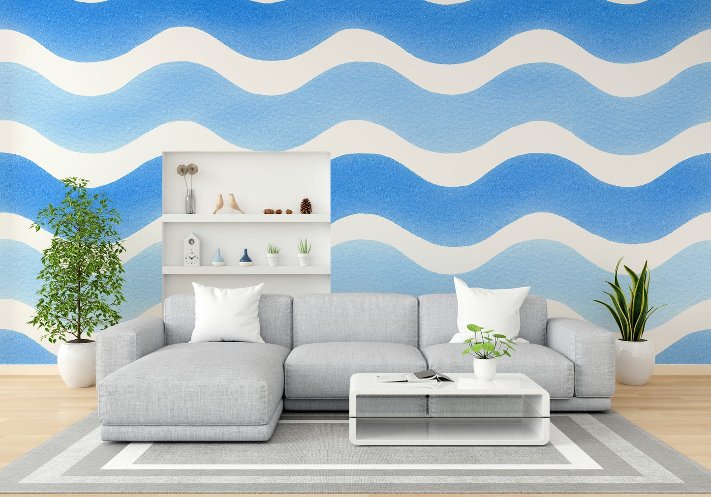 Soft wave mural wallpaper with watercolor effect

