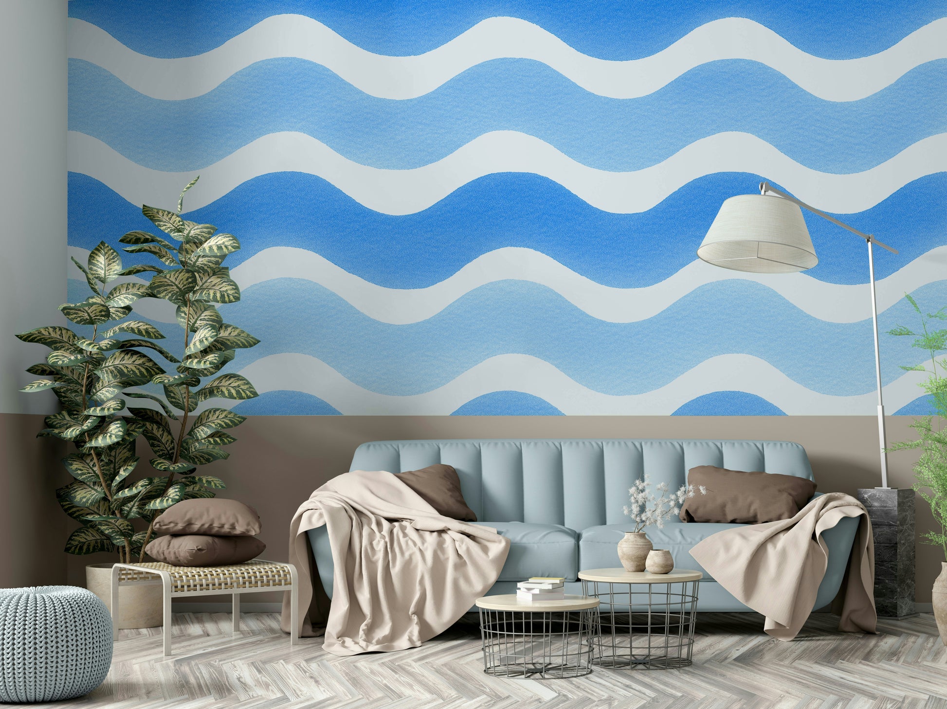 Water-inspired abstract wallpaper for interiors

