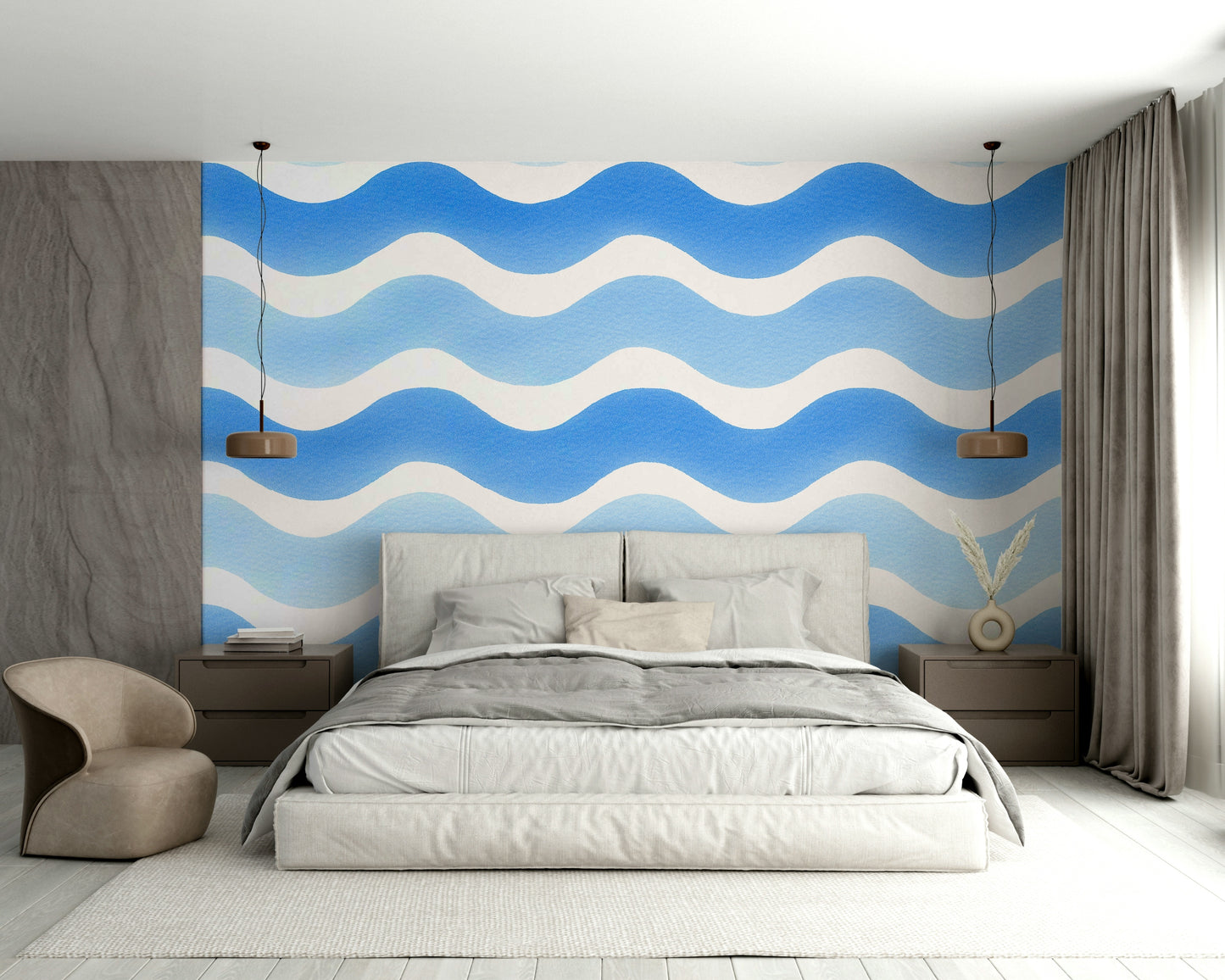 Smooth brushstroke mural in neutral shades

