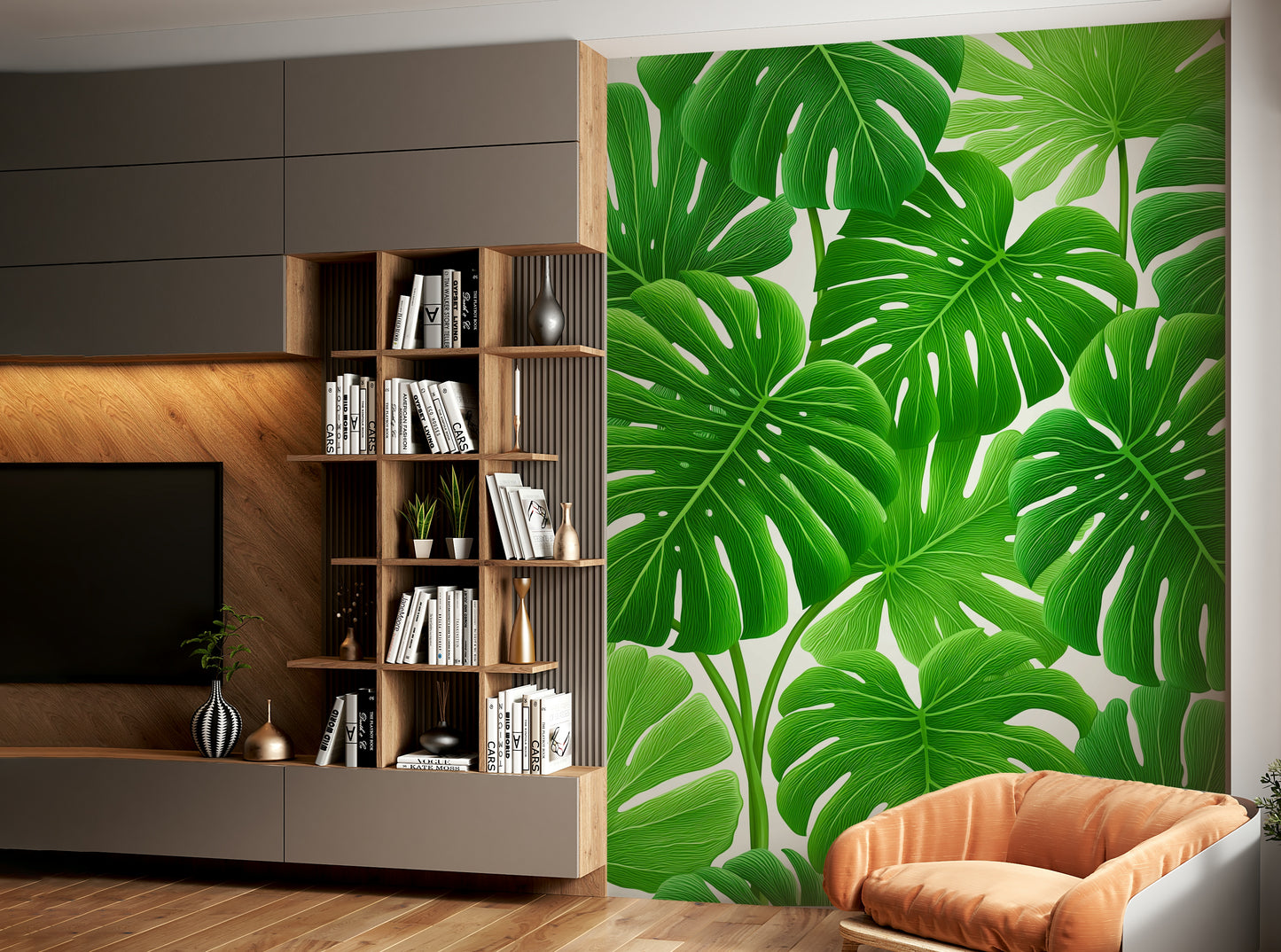 Oversized monstera leaf mural wallpaper

