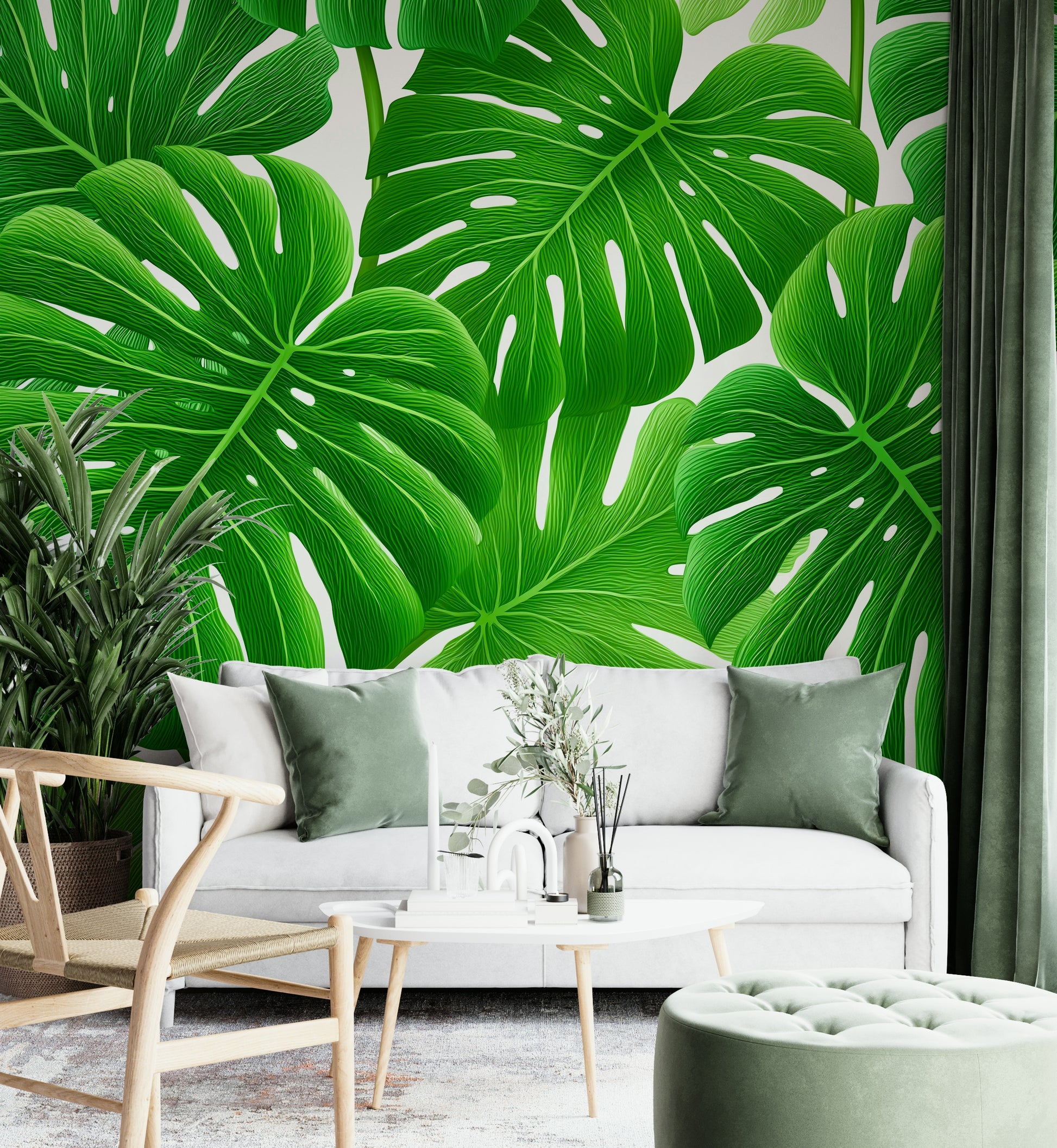 Natural leaf wallpaper with bold scale

