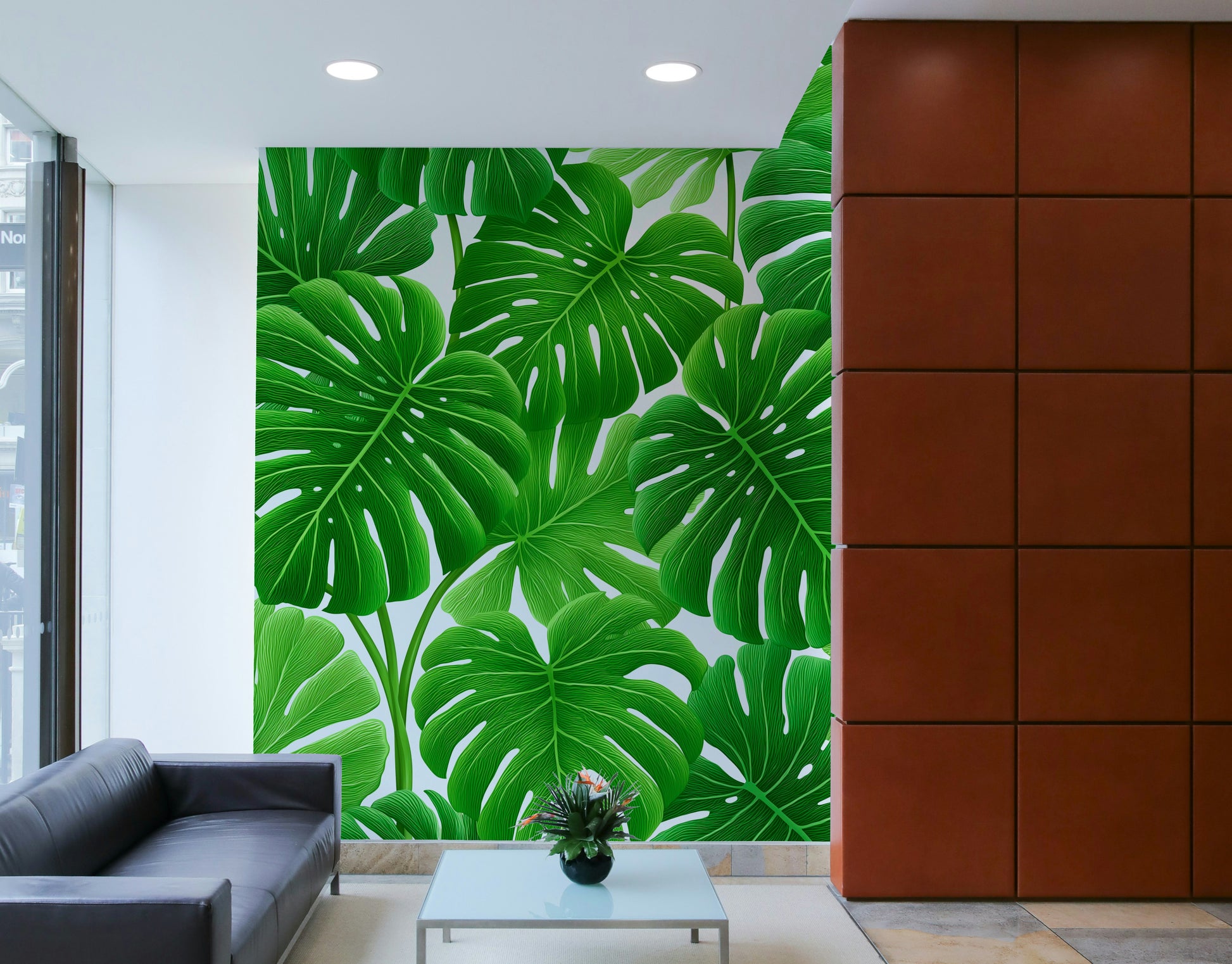 Hand-drawn monstera design for walls


