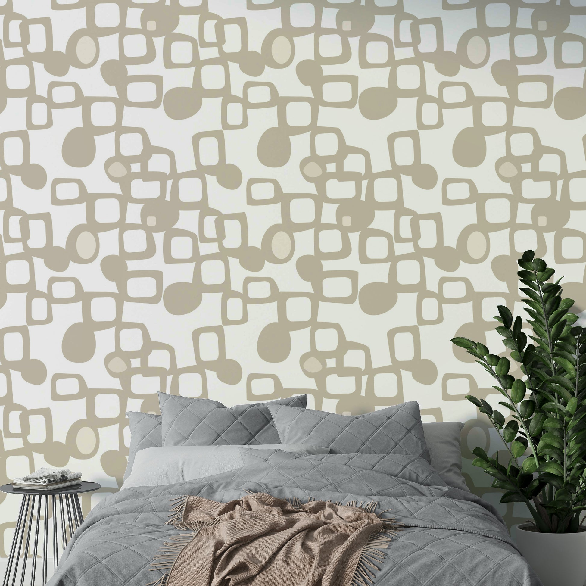 Calm abstract connections in mural wallpaper