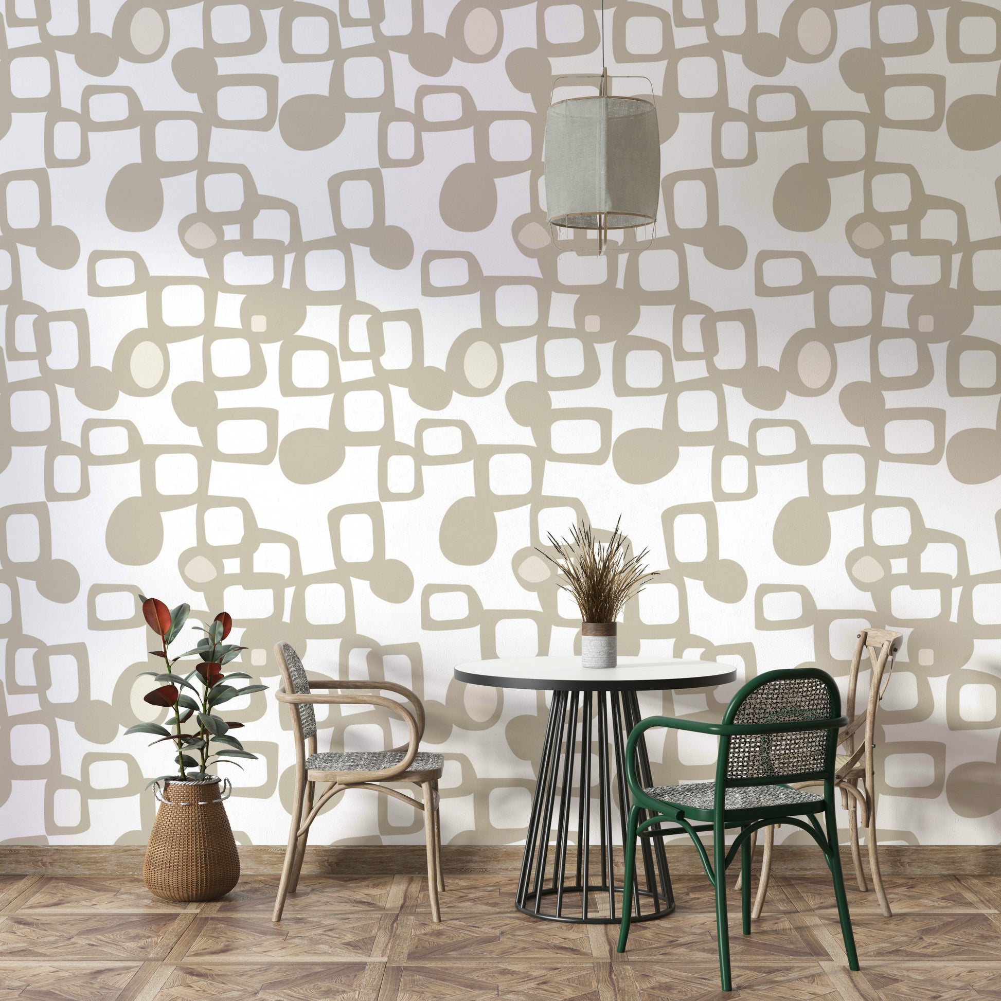 Neutral-toned wallpaper with abstract flow

