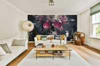 Gem-inspired wall mural with skull detail

