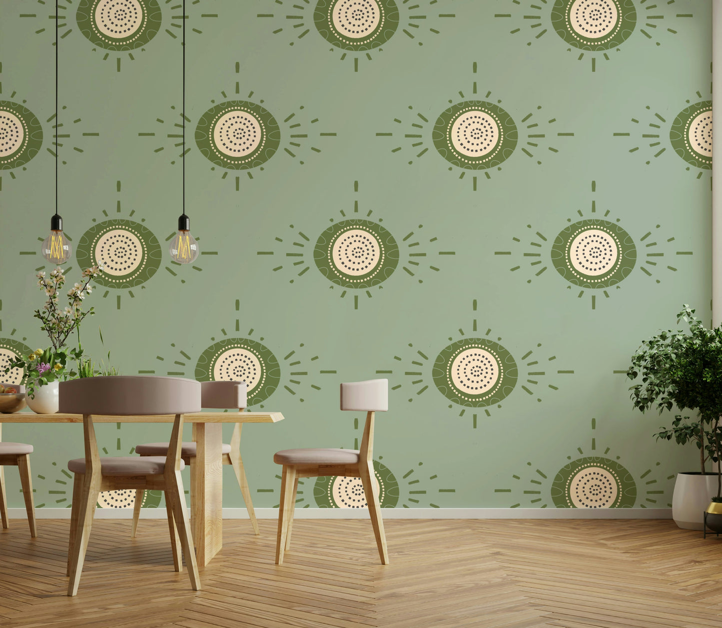Natural flower mural in Scandinavian style


