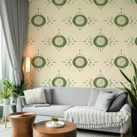 Minimalist floral pattern in olive green outlines

