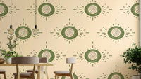 Folk Bloom olive green floral mural wallpaper

