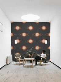 Light terracotta floral pattern with graphic structure

