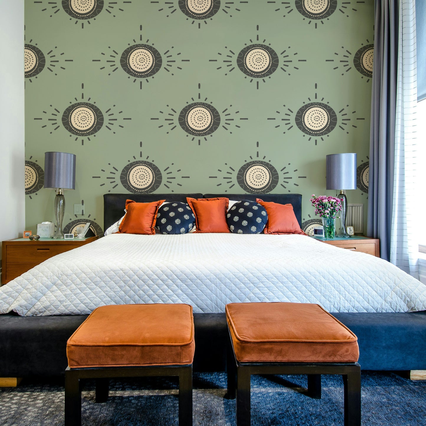 Scandinavian mid-mod floral design with soft hues