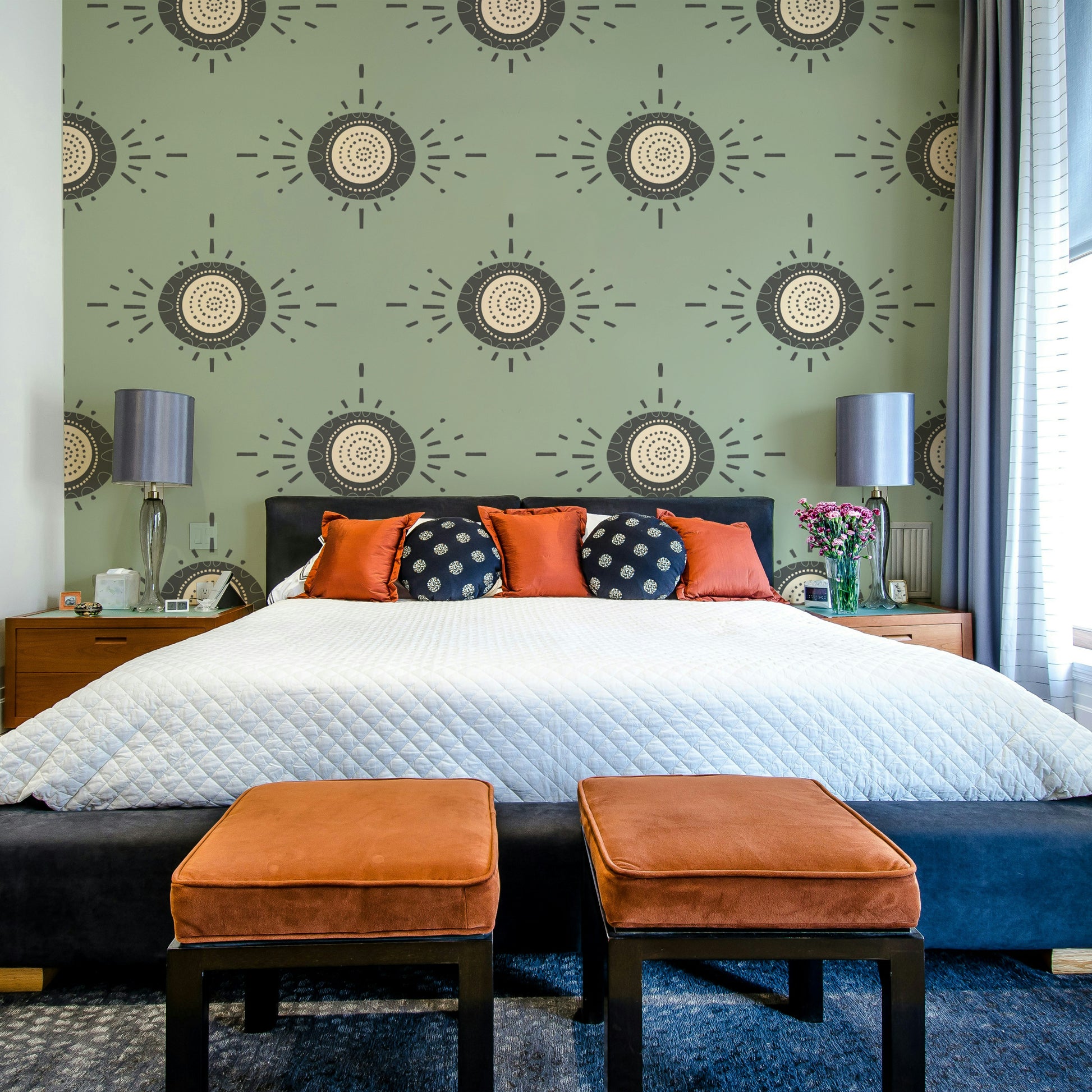 Scandinavian mid-mod floral design with soft hues