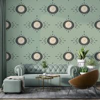 Sage green and charcoal wallpaper full view

