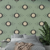 Stylized blooms on sage backdrop for walls