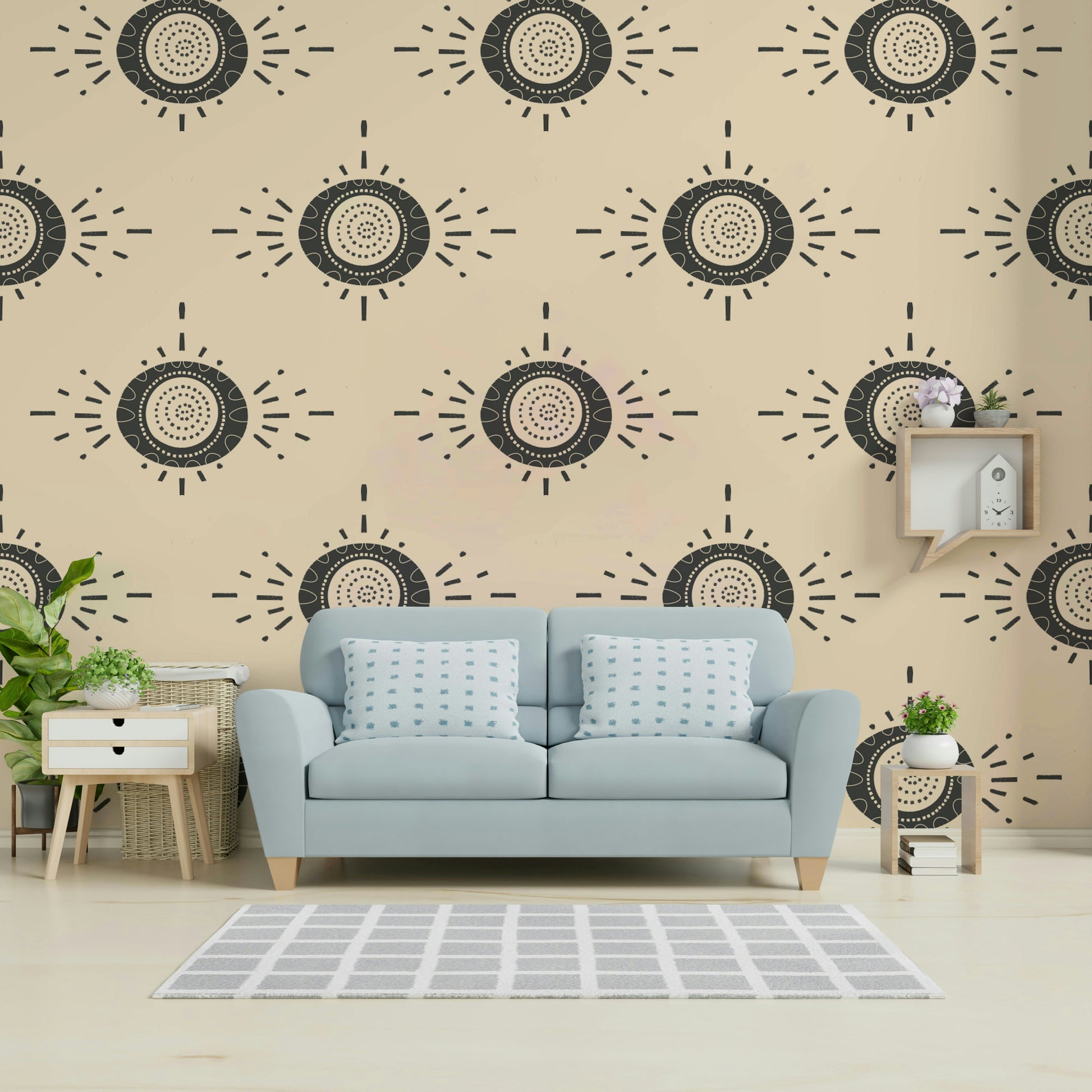 Scandinavian style wallpaper with soft florals

