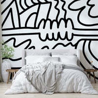 Creative studio with abstract flow wallpaper

