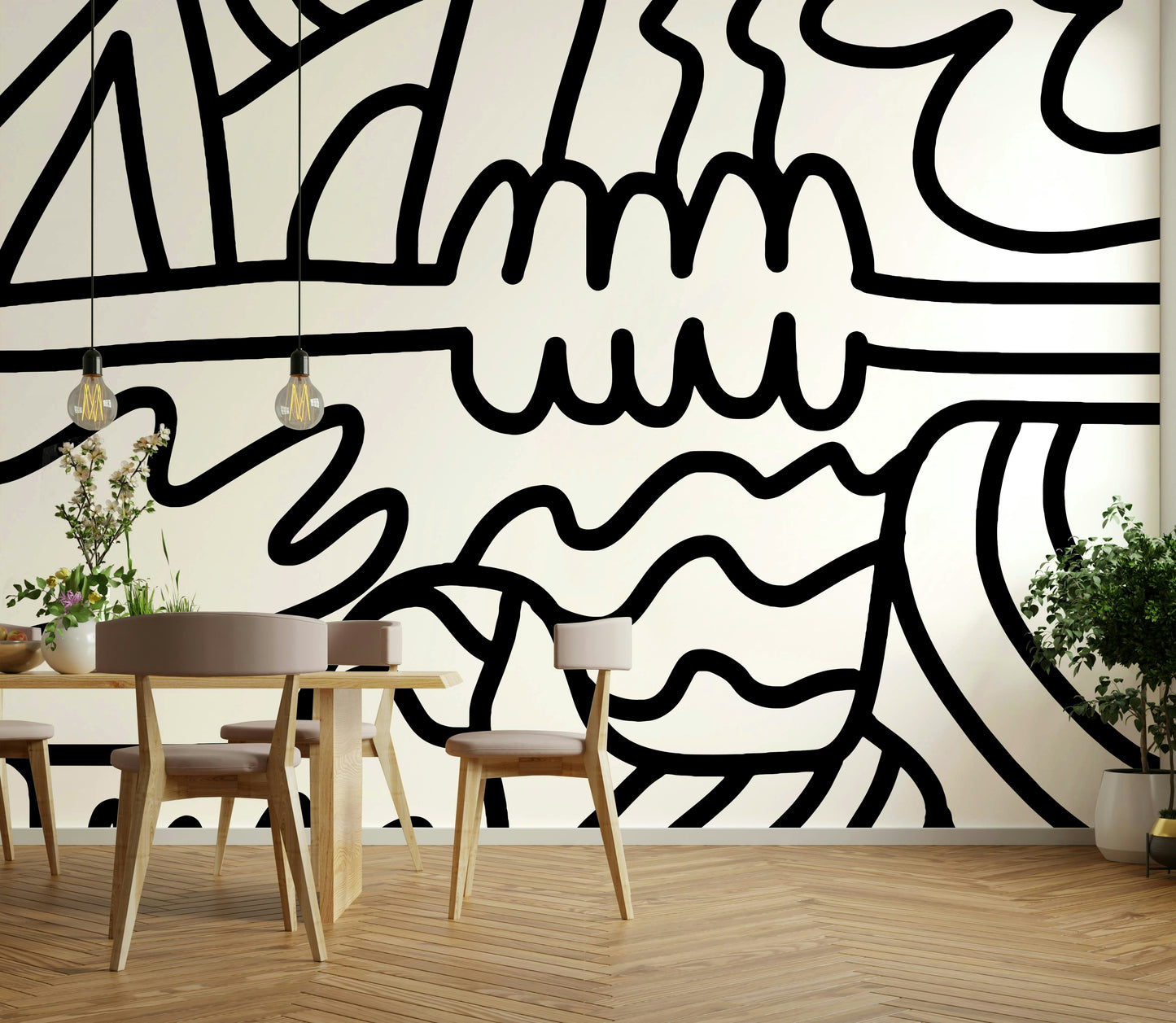 Abstract mural with gentle curved motion

