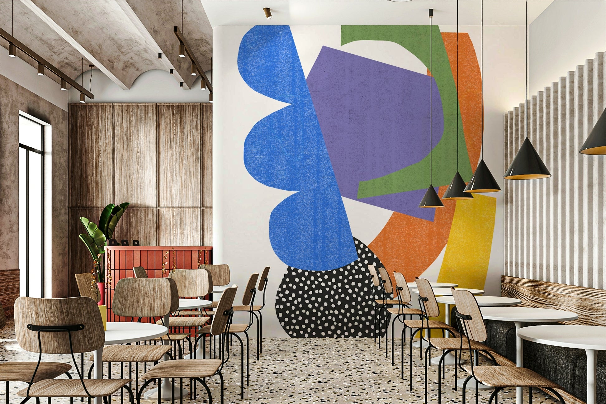 Living room styled with Fragmented Harmony mural

