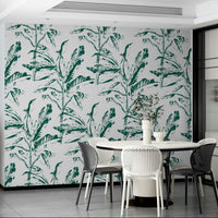 Layered botanical textures in mural design

