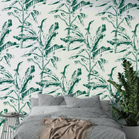 Earth-toned botanical print wallpaper

