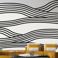 Black and white flowing line wall mural

