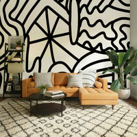 Abstract curved lines on mural wallpaper

