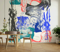 Hand-painted brushstroke wallpaper full view