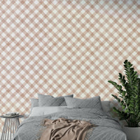 Artistic pink checks on mural wallpaper

