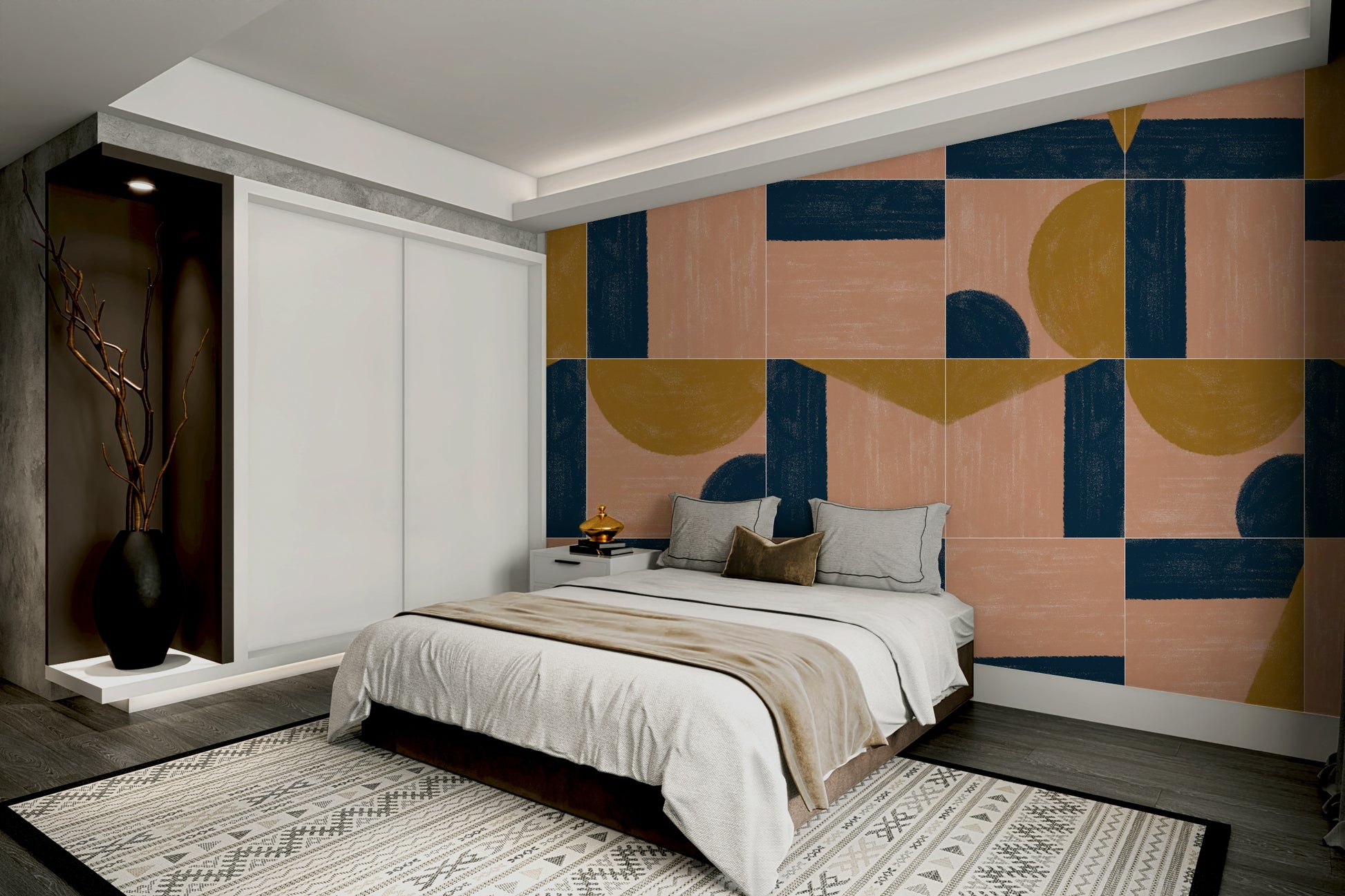 Artisan-inspired tile wallpaper for walls

