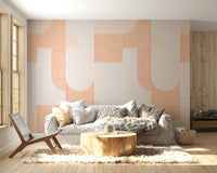 Geometric tile-inspired wall mural
