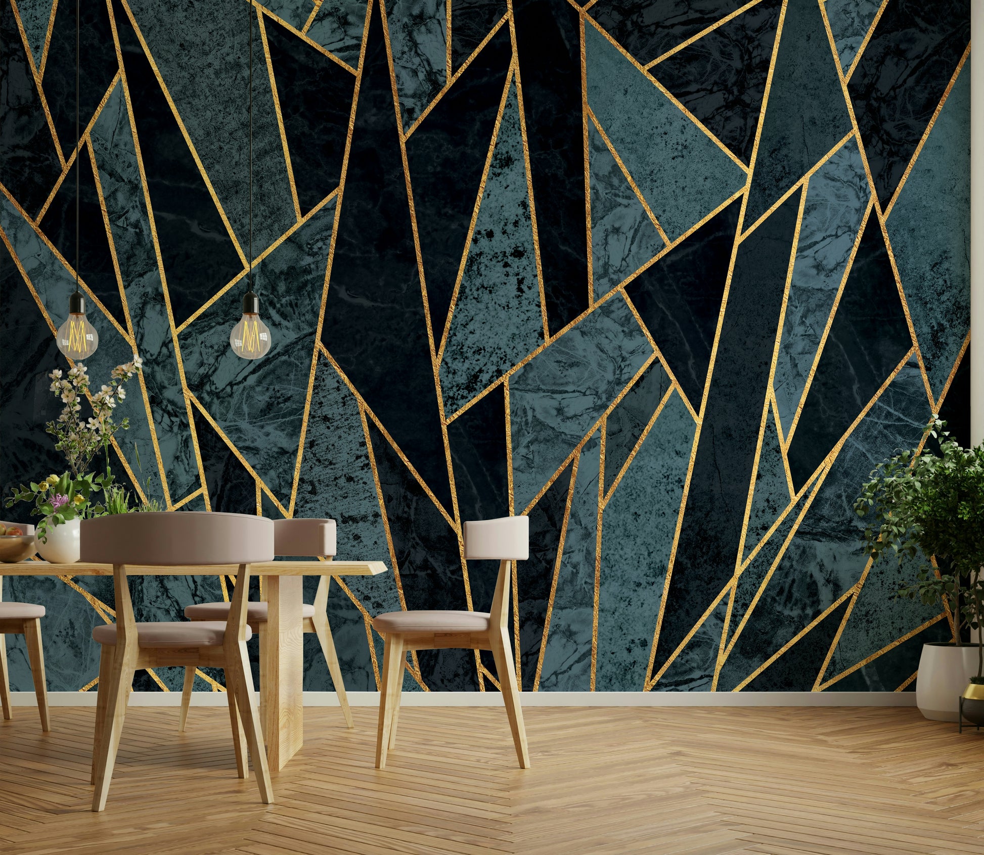 Winter-inspired cracked ice mural
