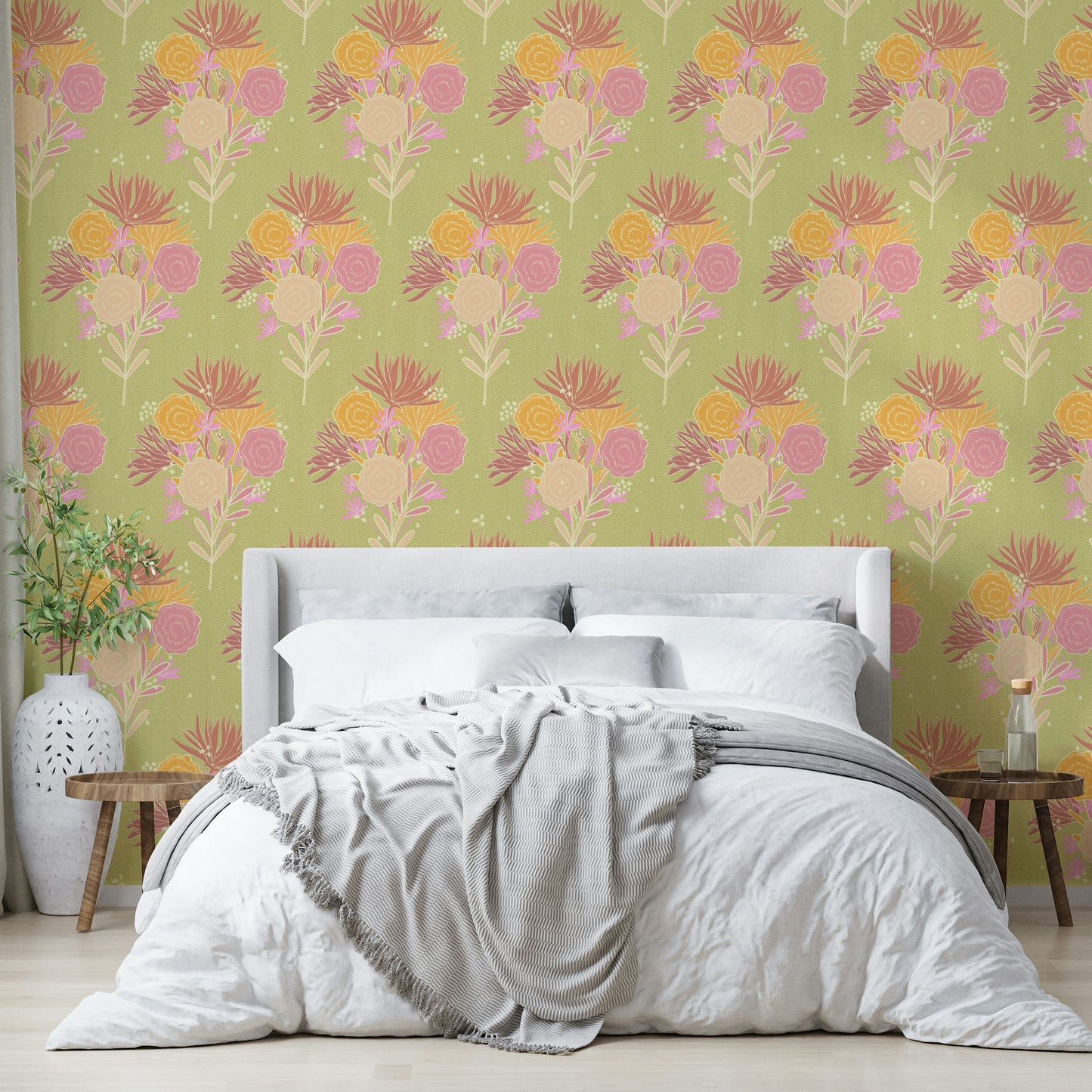 Vintage flora mural wallpaper design
