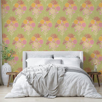 Vintage flora mural wallpaper design
