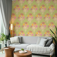 Line-drawn flower pattern wallpaper
