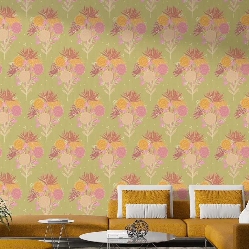 Subtle vintage floral wall covering
