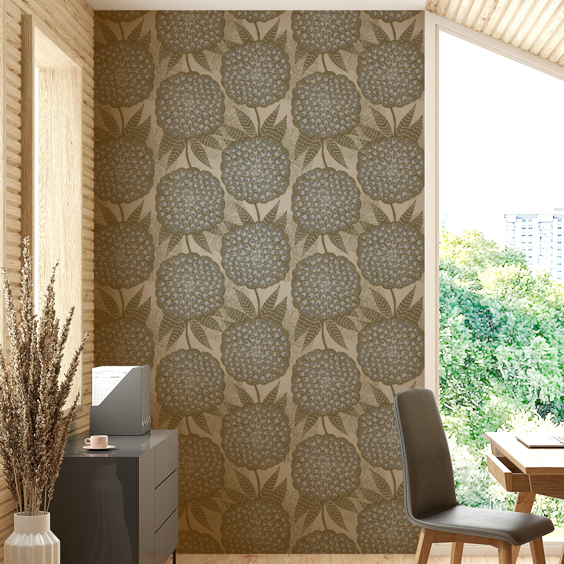 Dreamy marigold bloom wall pattern
