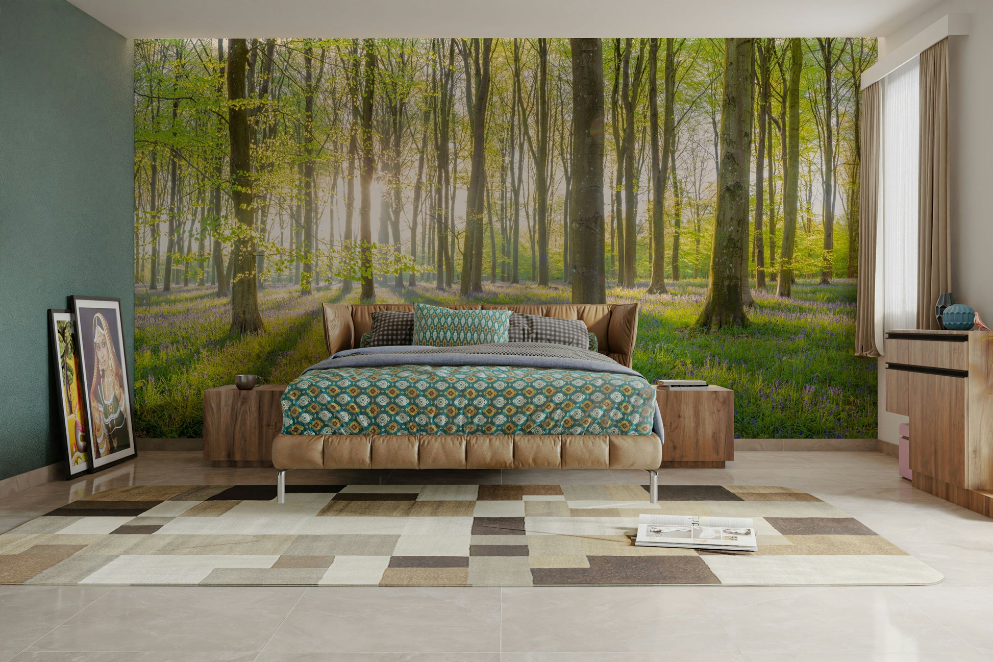 Tree shadow wall mural design
