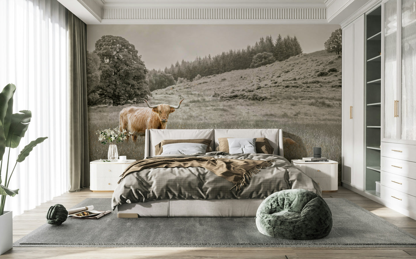 Animal-themed mural wallpaper for interiors
