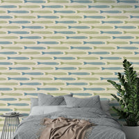 Soft color fish pattern wall mural

