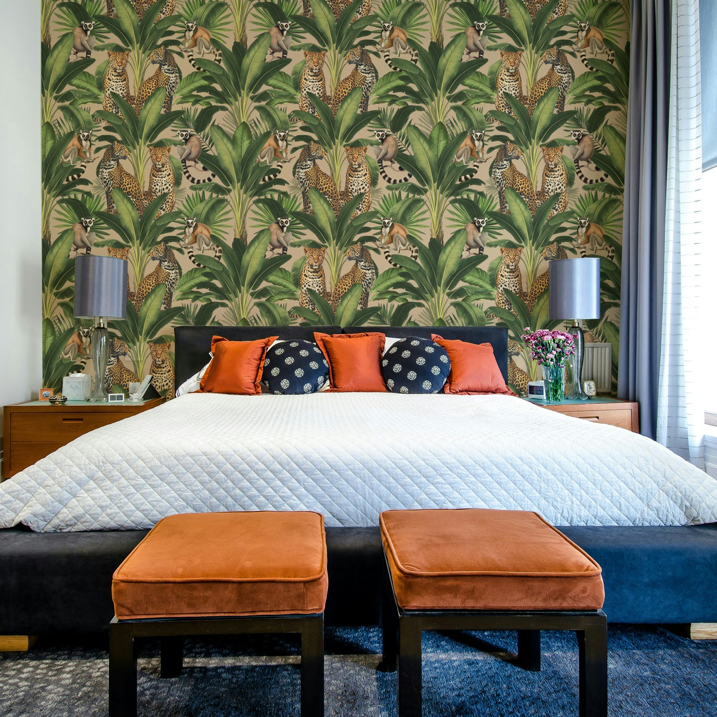 Cheetah and monkey jungle mural wallpaper

