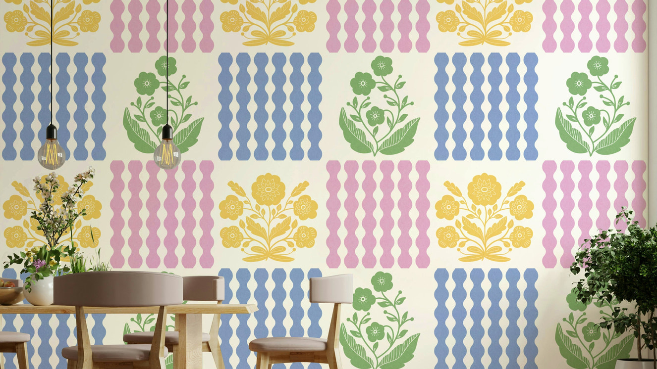 Soft floral wallpaper with pastel colors