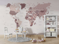 Artistic world map wallpaper for bedrooms

