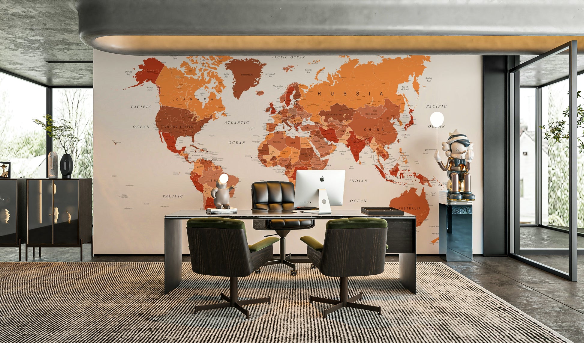 Bold map design with orange background

