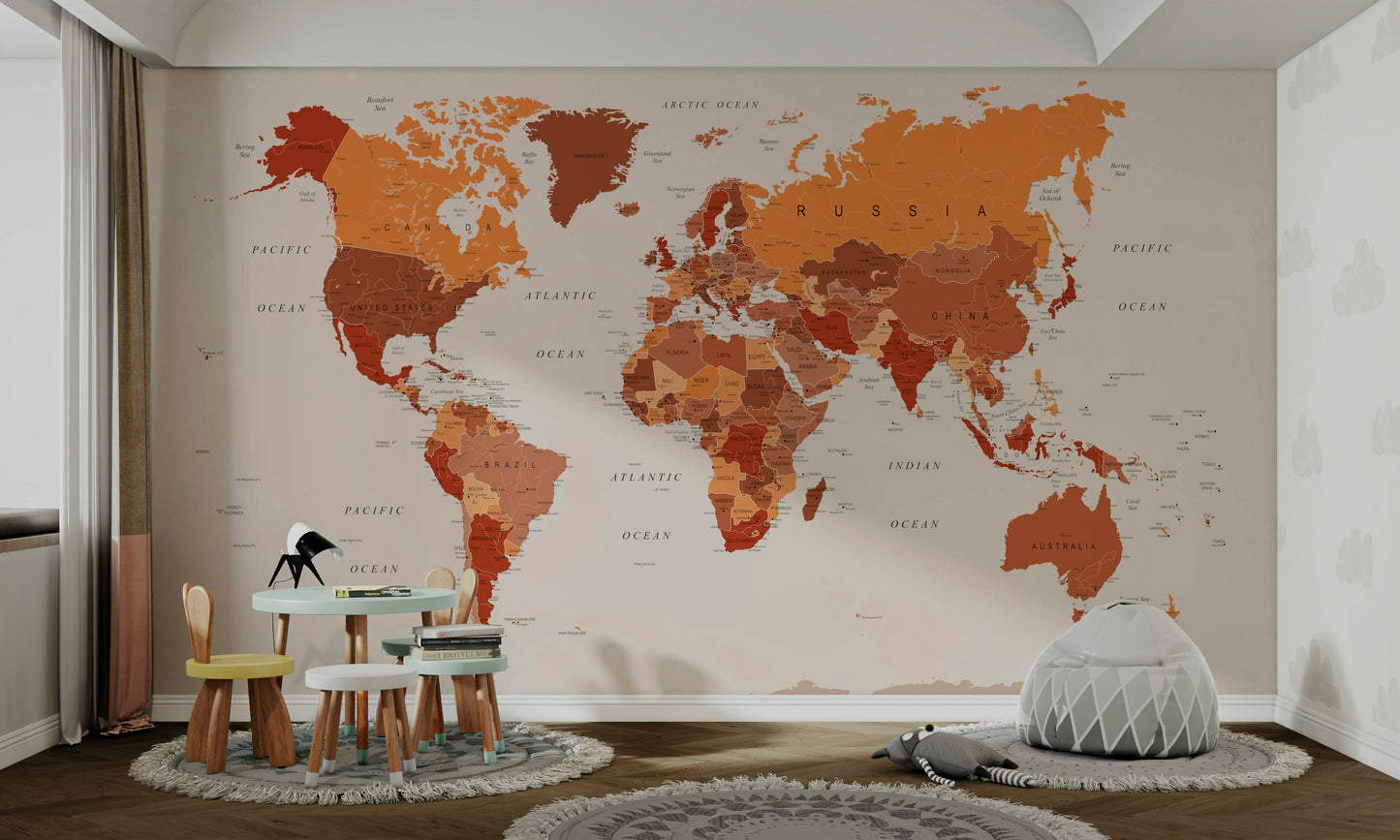 Travel wallpaper with orange and neutral details

