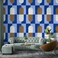 Structured design in mural wallpaper style

