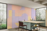 Artistic tile-inspired mural wallpaper